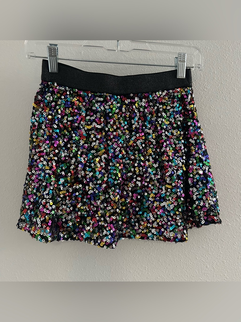 365Kids Girls' Black Multicolor Sequin Skirt with Elastic Waist